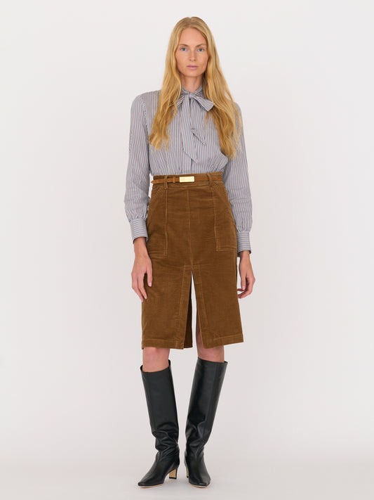 Maggie Skirt — Japanese Wide-Welt Corduroy in Camel