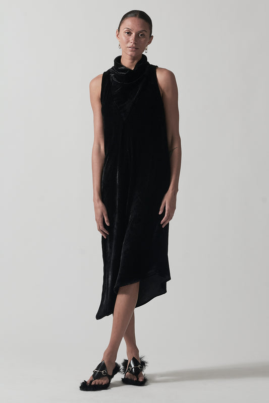 Nova - Asymmetric Velvet Dress