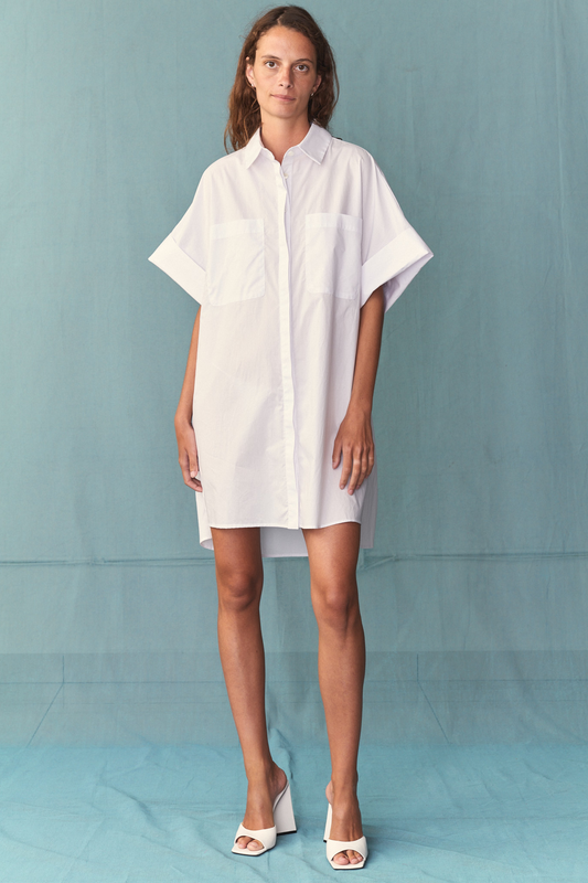 Jax Shirt Dress - White