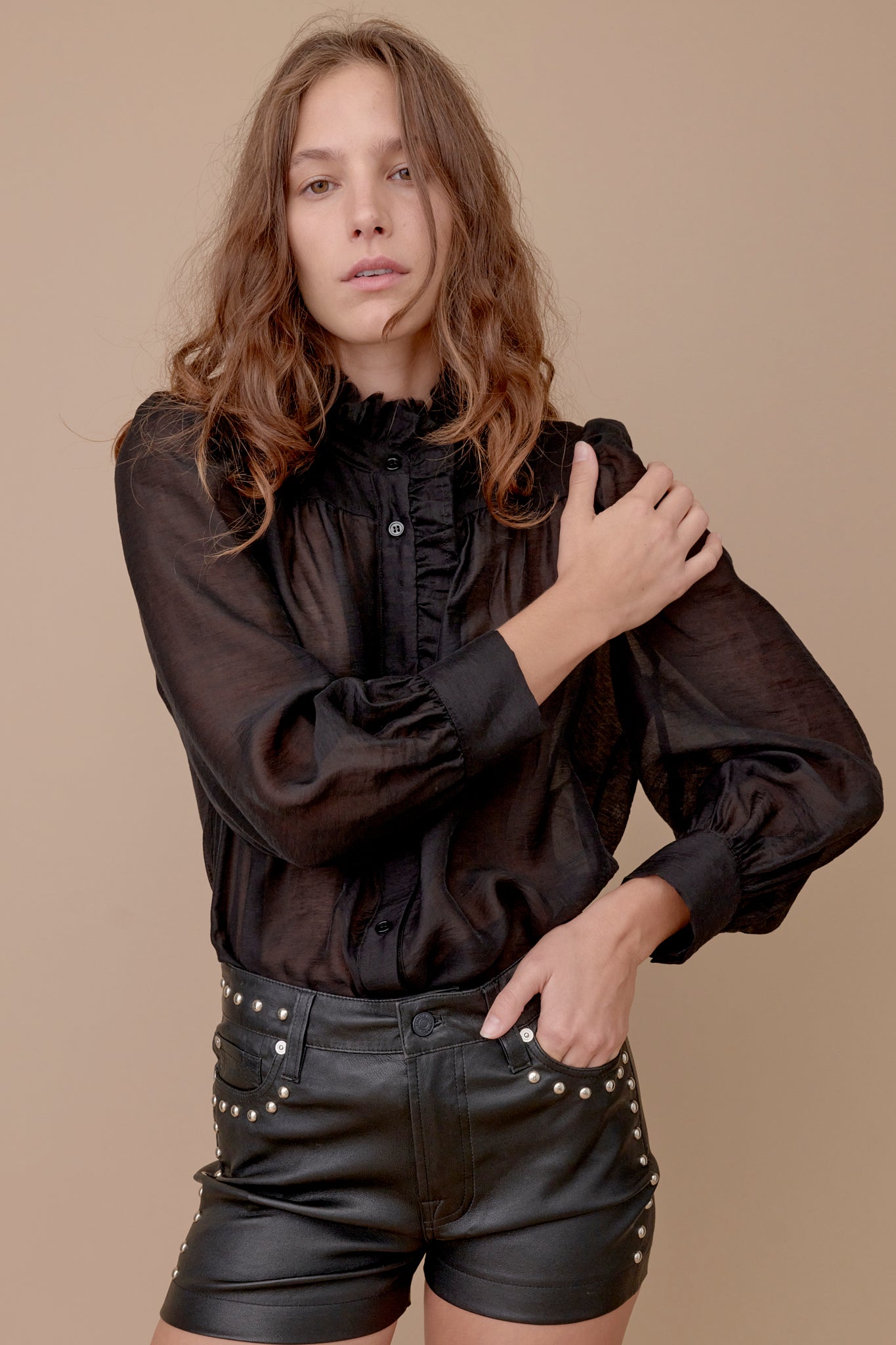 Rene Shirt - Black Sheer Tencel