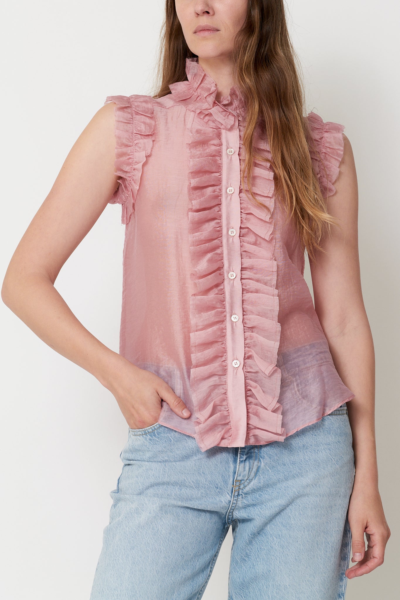 Victoria Shirt - Pink Sheer Tencel