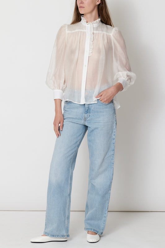 Rene Shirt - White Sheer Tencel