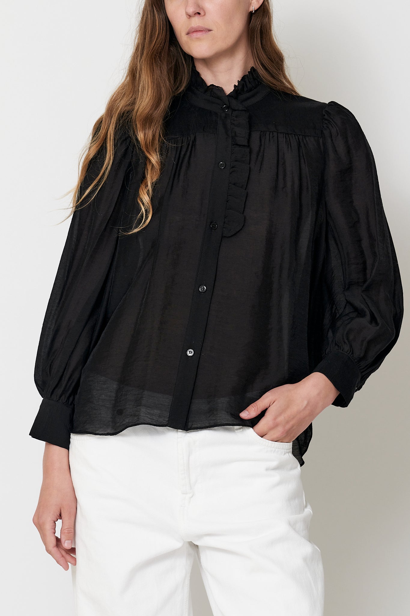 Rene Shirt - Black Sheer Tencel