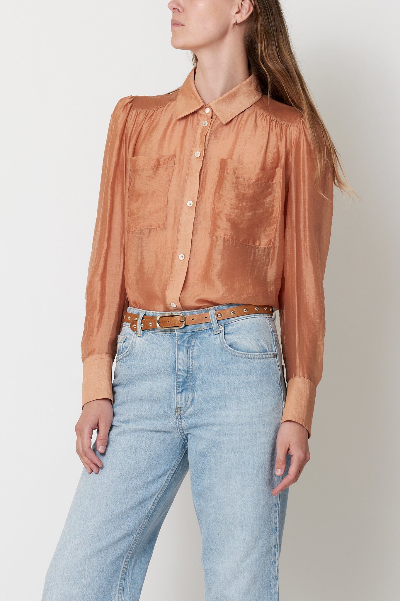 Levi Shirt - Apricot Sheer Tencel