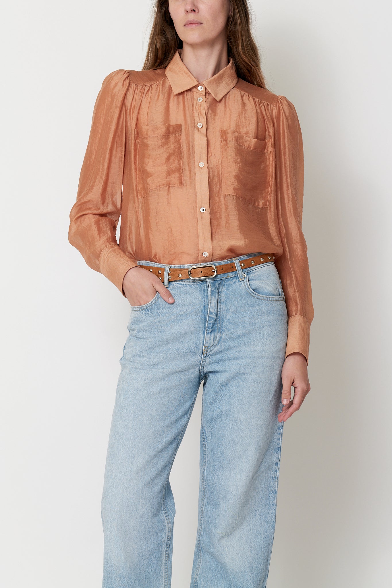 Levi Shirt - Apricot Sheer Tencel