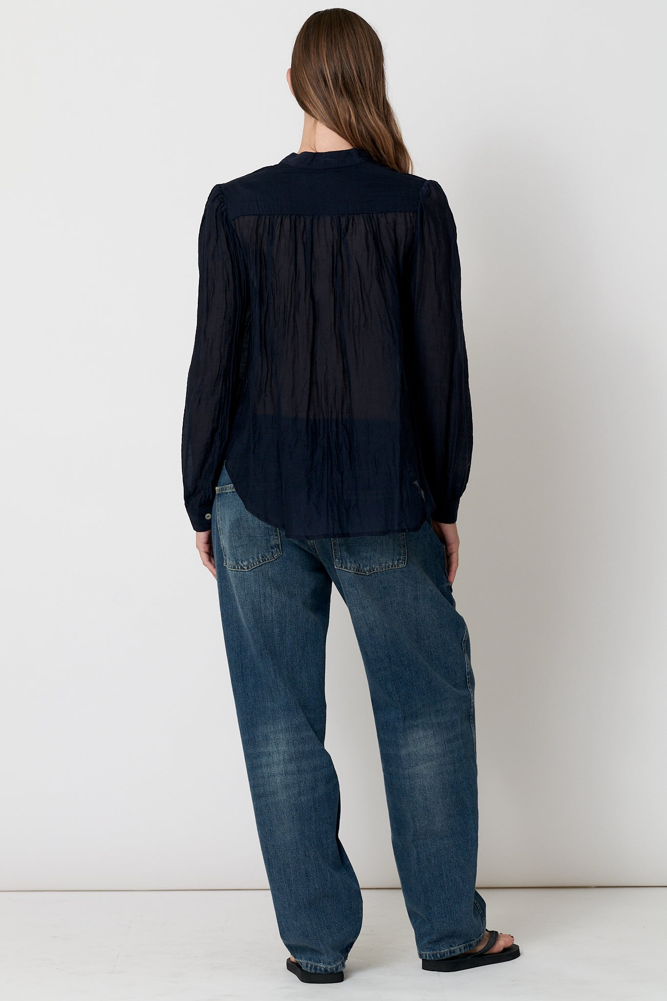 Celine - Crinkle Cotton Shirt - Navy