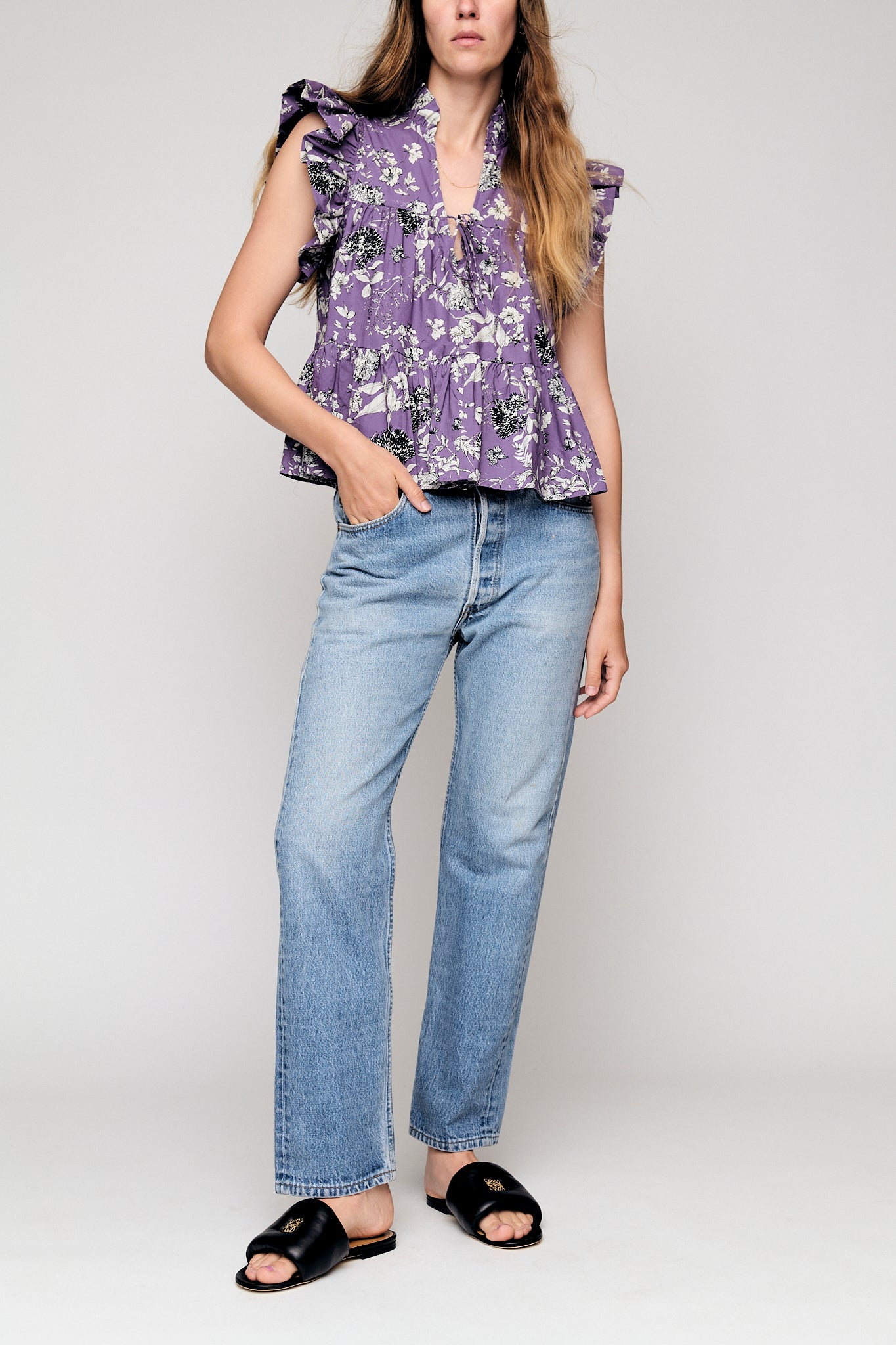 Sabrina Shirt - Antique Rose Print Purple