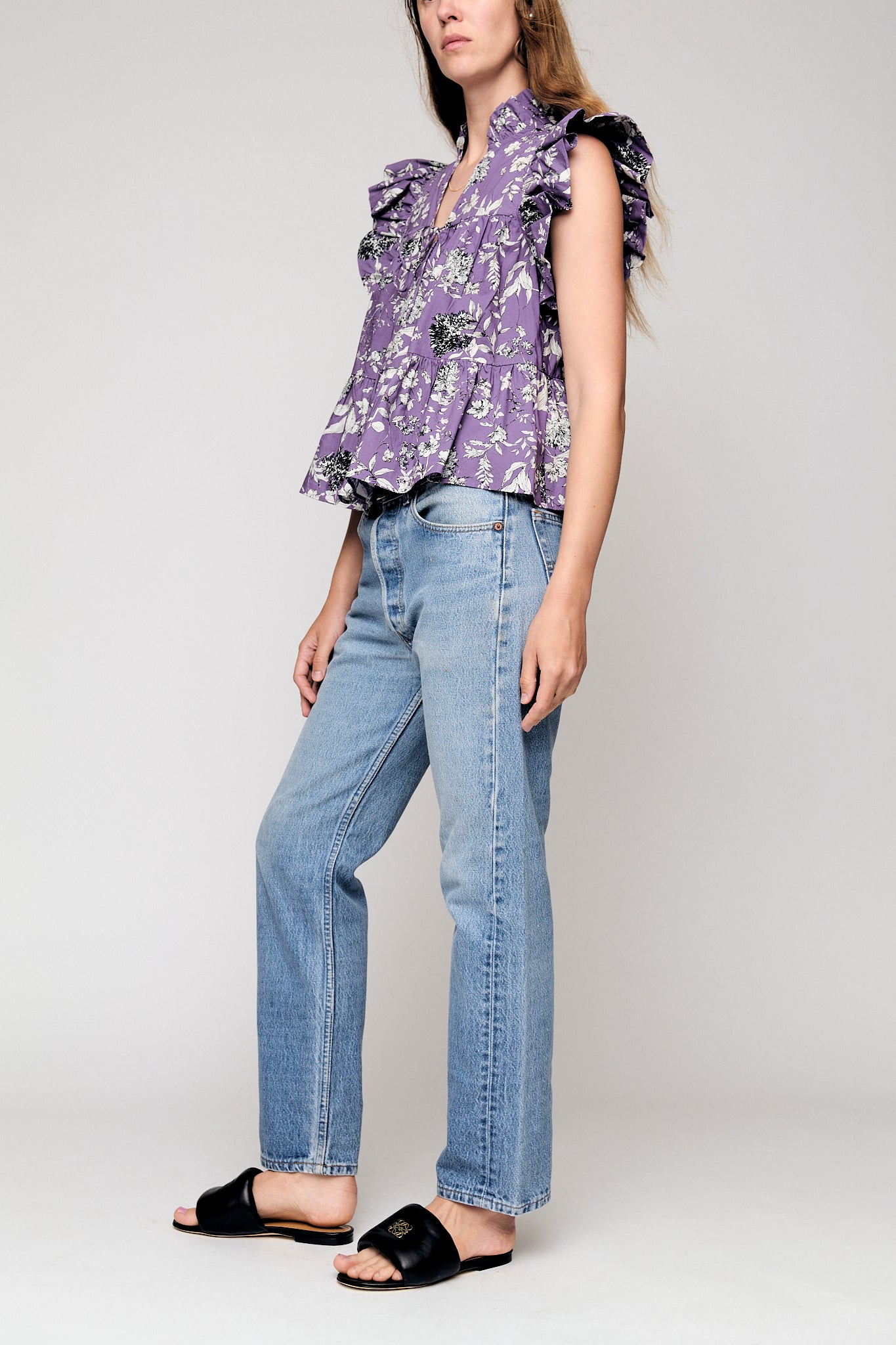 Sabrina Shirt - Antique Rose Print Purple