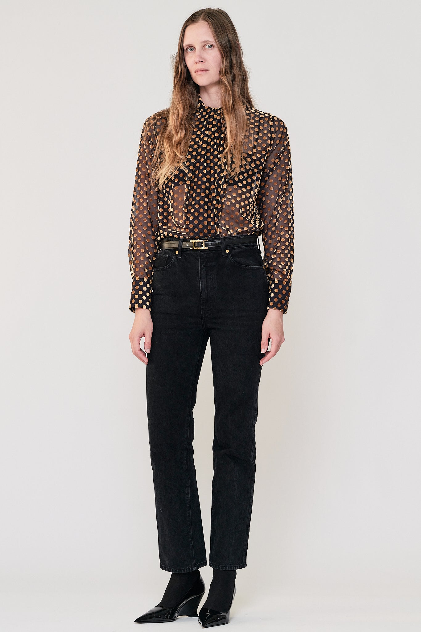 Alexandra Shirt – Gold Velvet Burn-Out