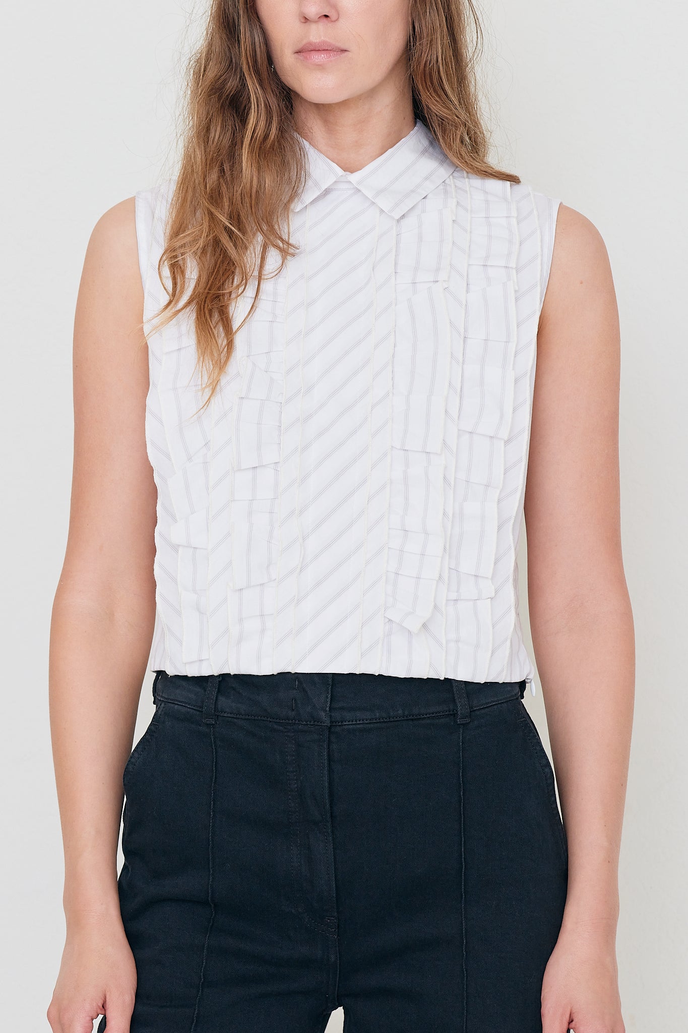 Mirabel Shirt - White Cotton Stripe