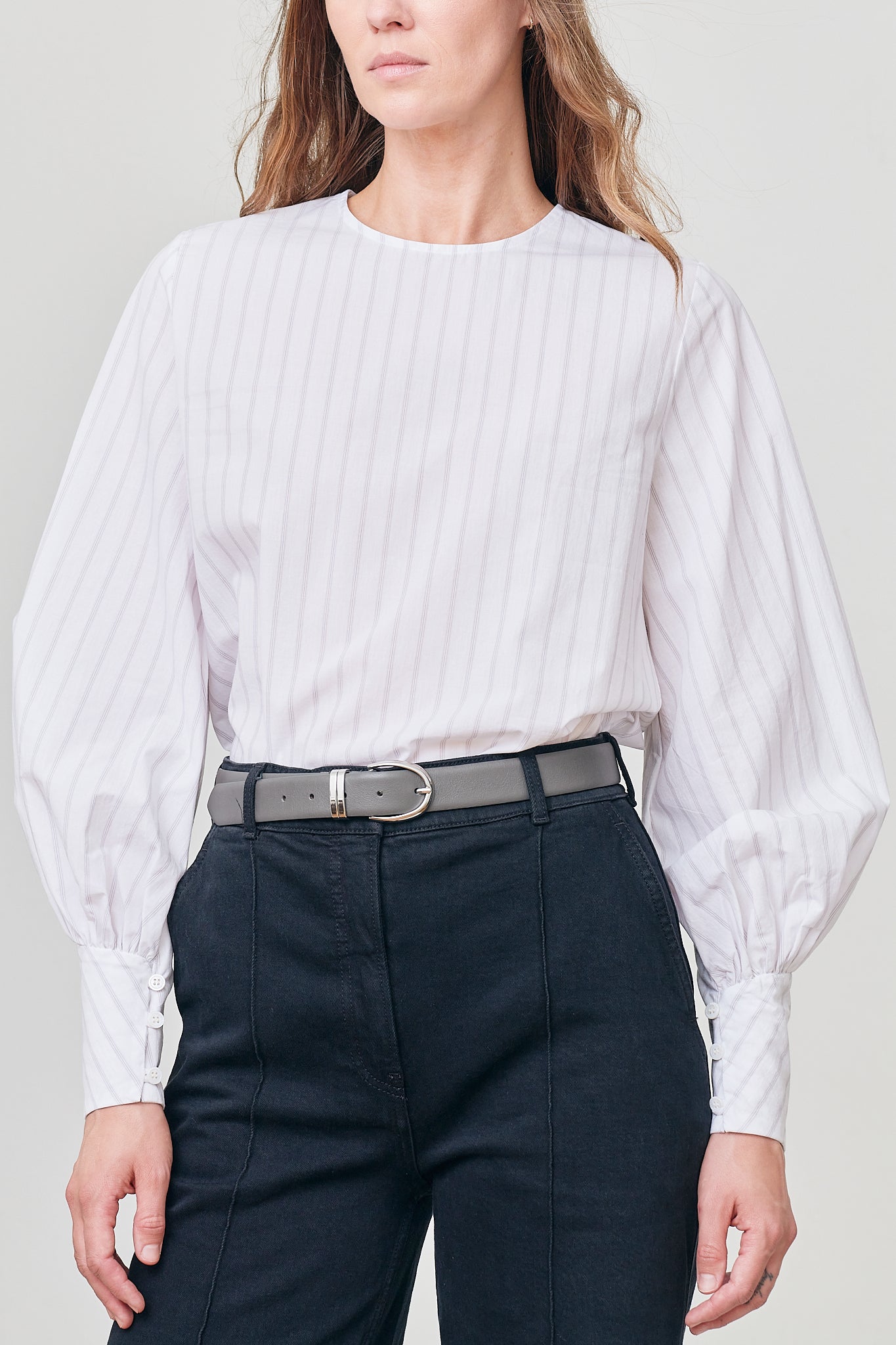 Harriet Shirt - White Cotton Stripe