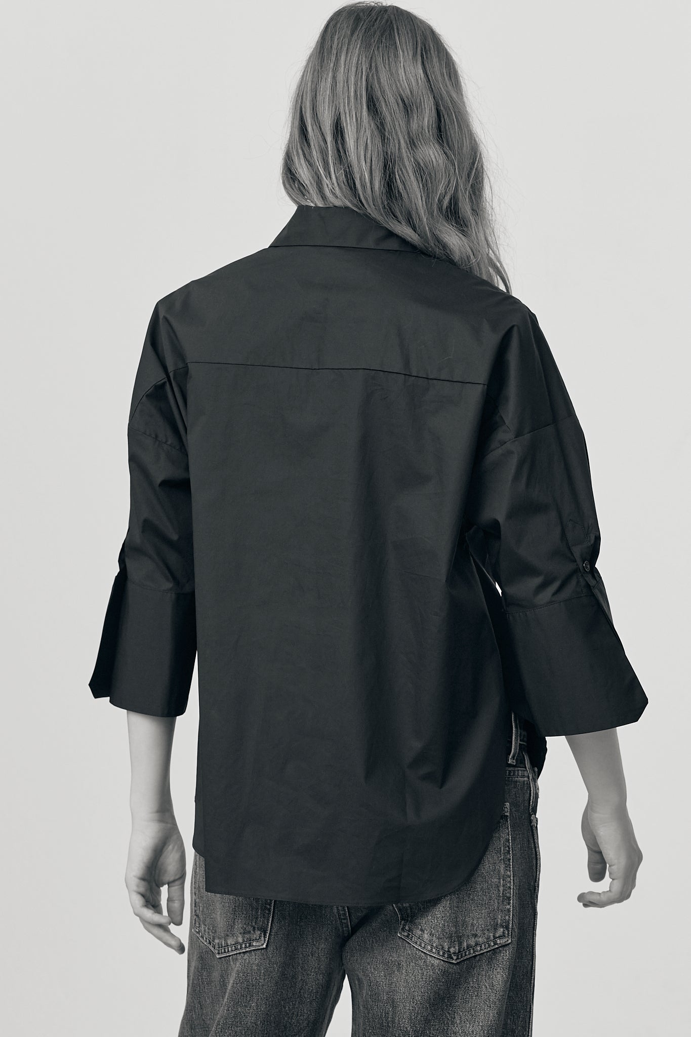 Florence Shirt – Black Italian Cotton Poplin Button-Up