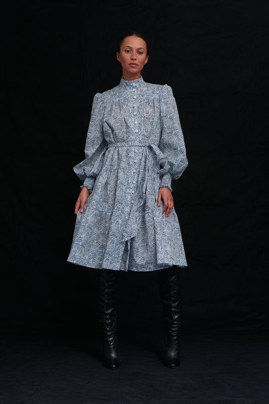 Jolie Dress - Woodgrain Blue