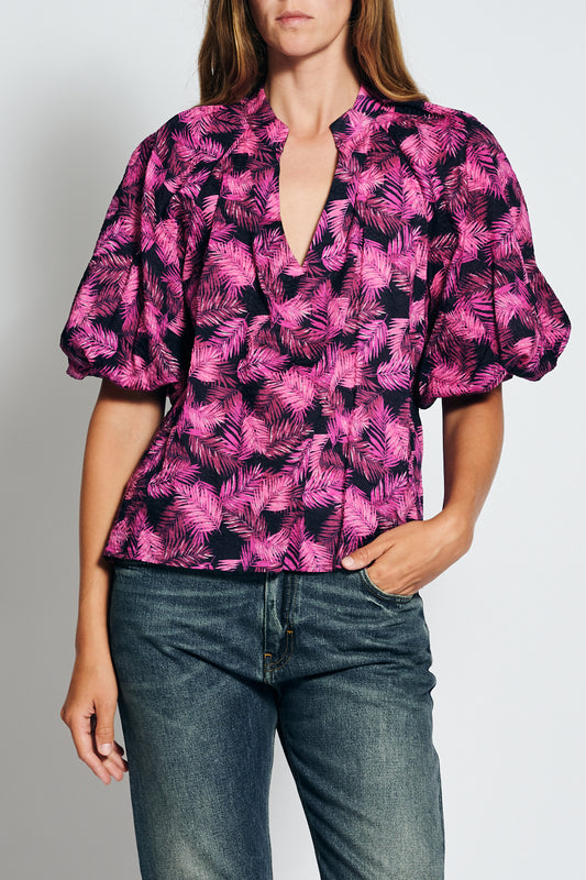 Cait Shirt - Pink Tropical Print