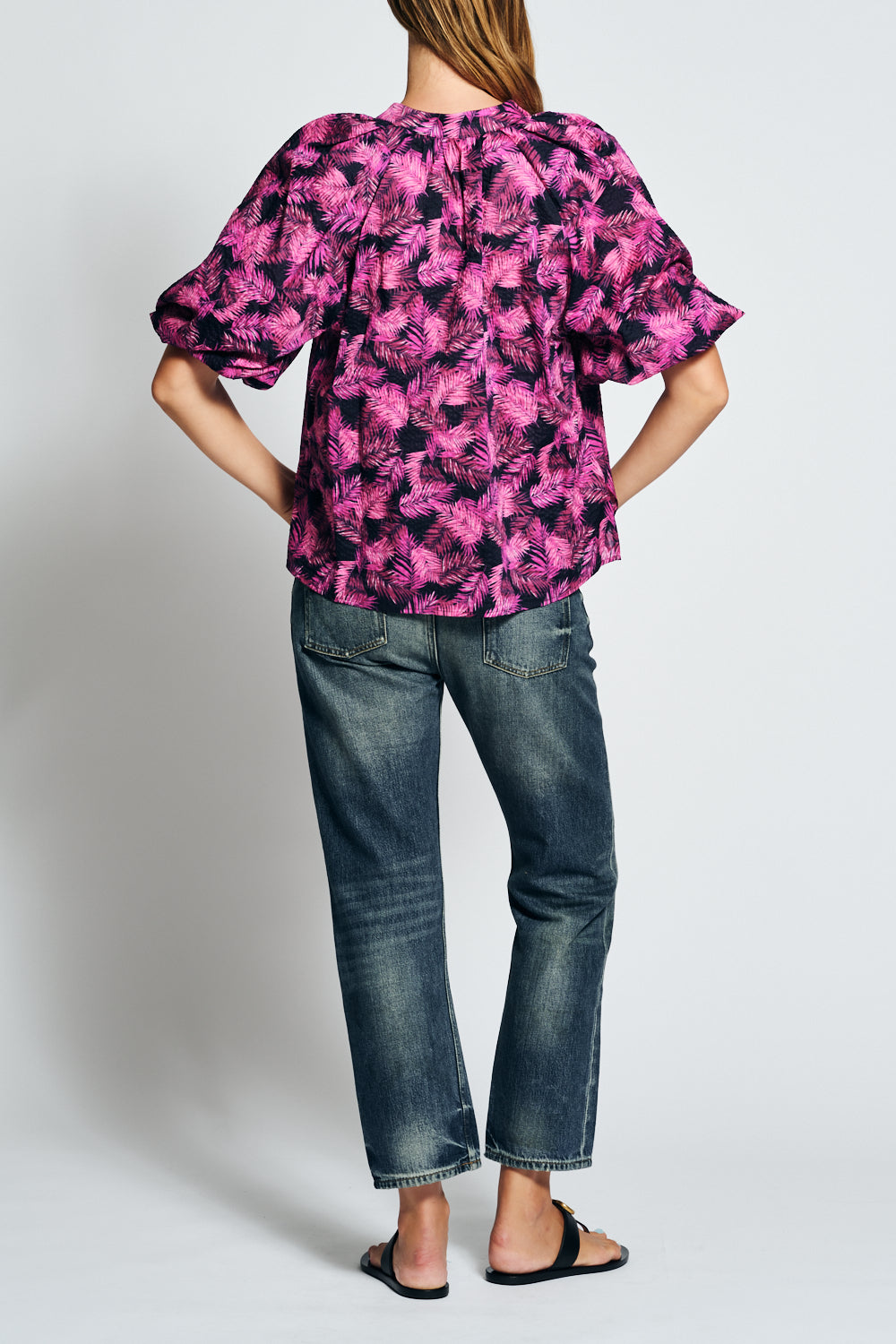 Cait Shirt - Pink Tropical Print
