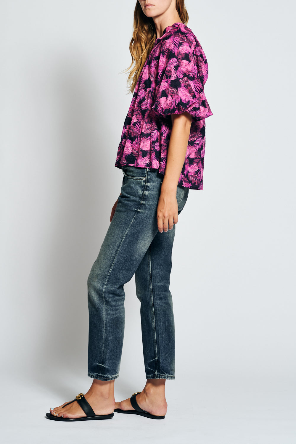 Cait Shirt - Pink Tropical Print